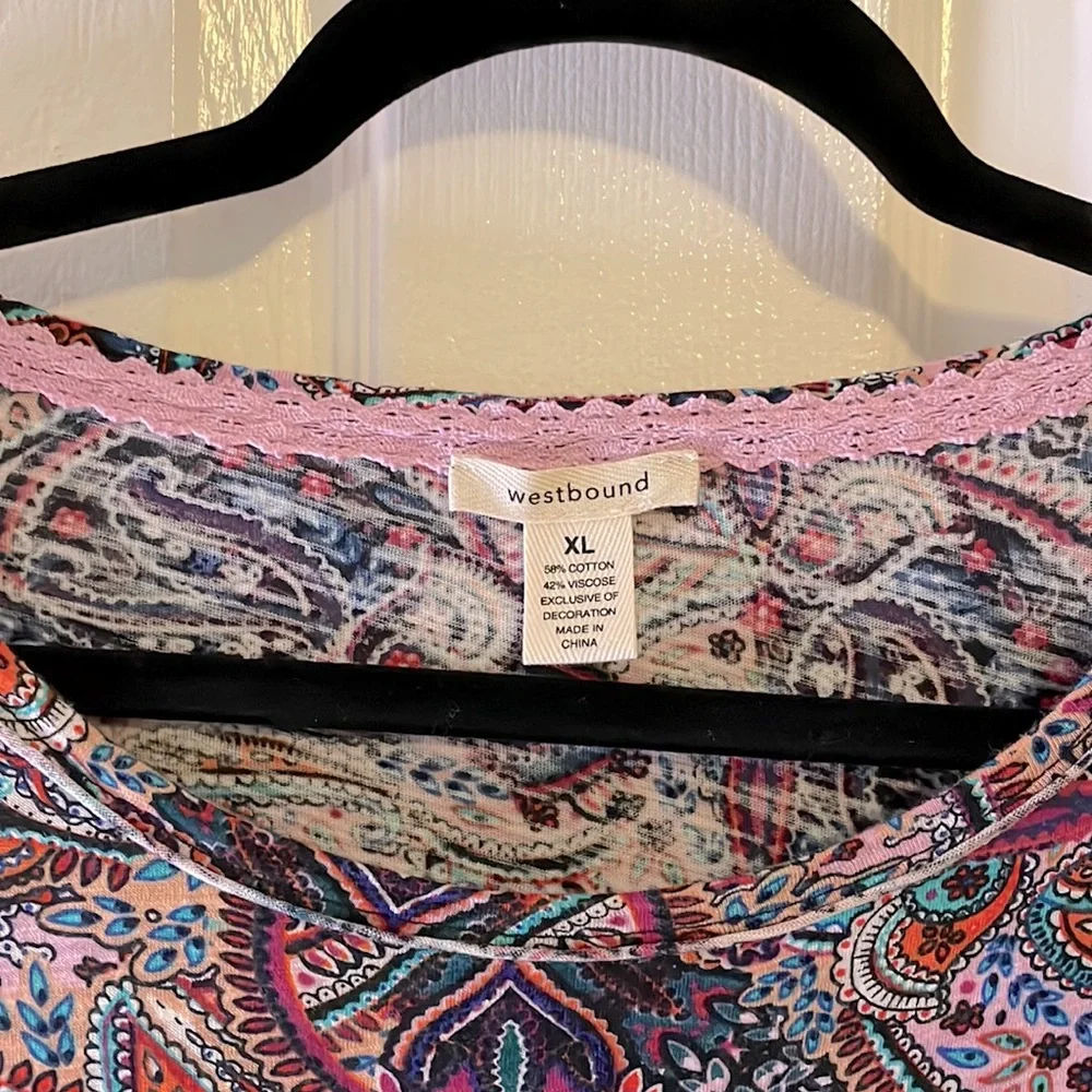 Westbound Paisley Pattern Top Size XL - Picture 2 of 5